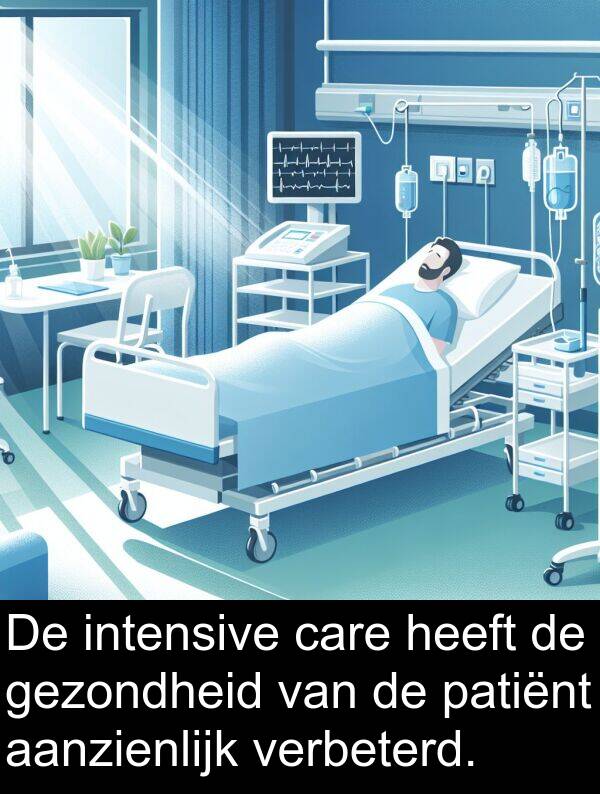 gezondheid: De intensive care heeft de gezondheid van de patiënt aanzienlijk verbeterd.