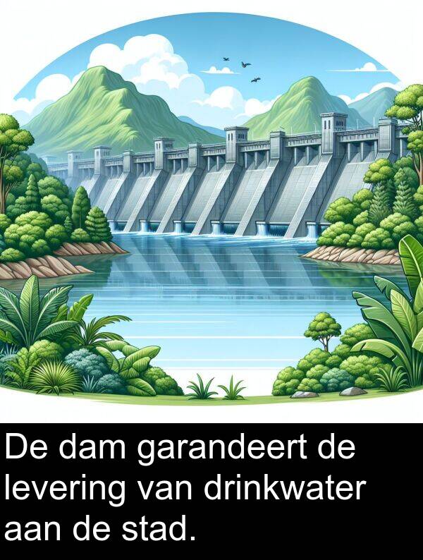 dam: De dam garandeert de levering van drinkwater aan de stad.