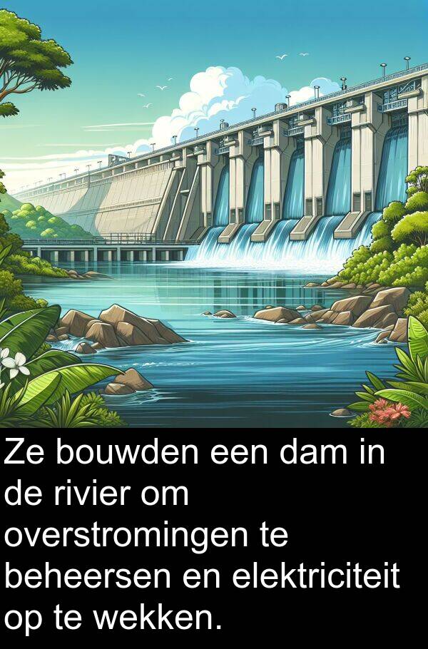 dam: Ze bouwden een dam in de rivier om overstromingen te beheersen en elektriciteit op te wekken.