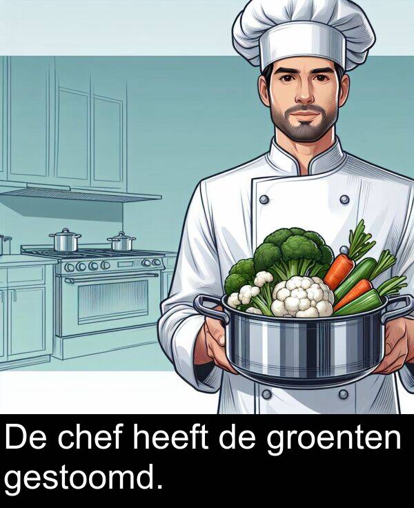 groenten: De chef heeft de groenten gestoomd.
