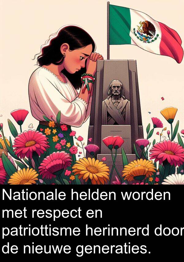 herinnerd: Nationale helden worden met respect en patriottisme herinnerd door de nieuwe generaties.