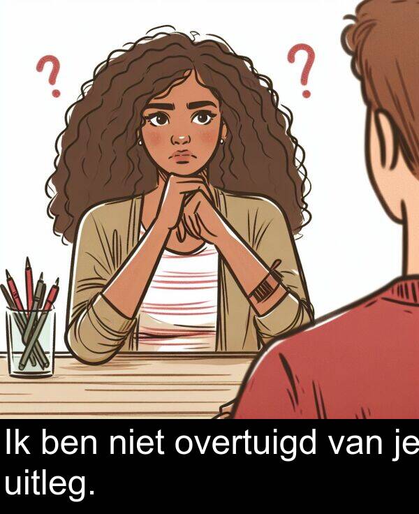 niet: Ik ben niet overtuigd van je uitleg.