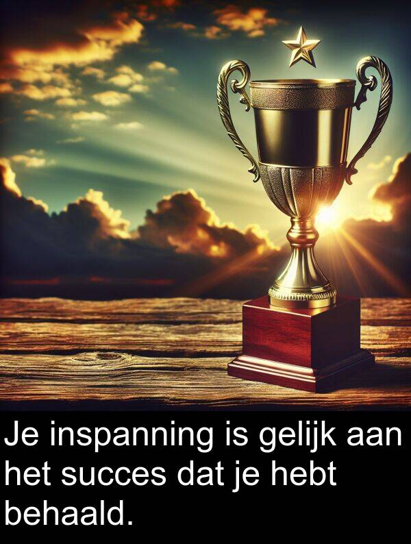 gelijk: Je inspanning is gelijk aan het succes dat je hebt behaald.