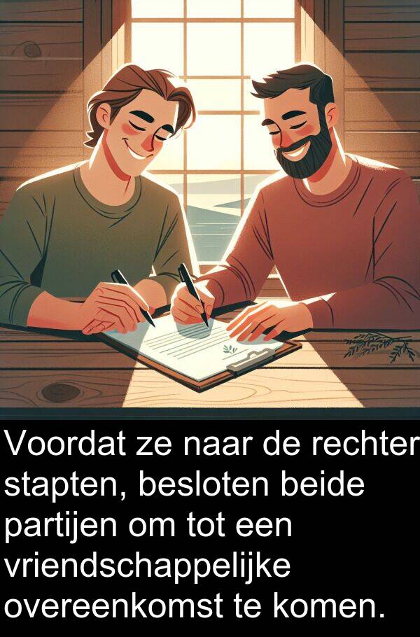 beide: Voordat ze naar de rechter stapten, besloten beide partijen om tot een vriendschappelijke overeenkomst te komen.