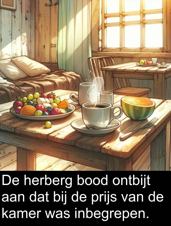 kamer: De herberg bood ontbijt aan dat bij de prijs van de kamer was inbegrepen.