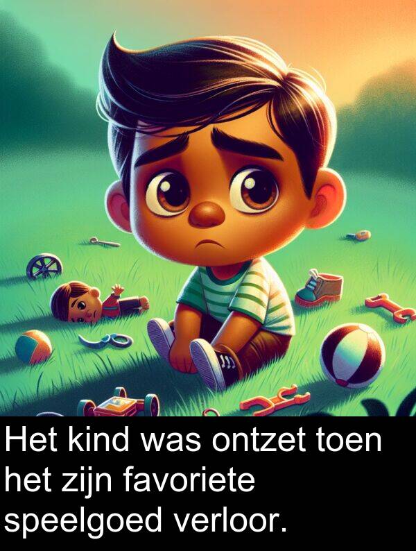 verloor: Het kind was ontzet toen het zijn favoriete speelgoed verloor.