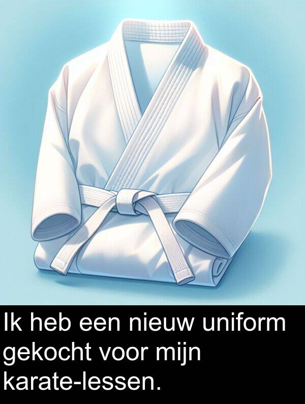 gekocht: Ik heb een nieuw uniform gekocht voor mijn karate-lessen.