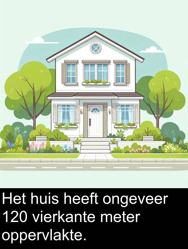 meter: Het huis heeft ongeveer 120 vierkante meter oppervlakte.