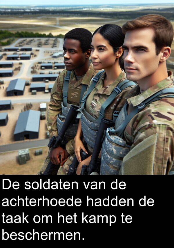 soldaten: De soldaten van de achterhoede hadden de taak om het kamp te beschermen.