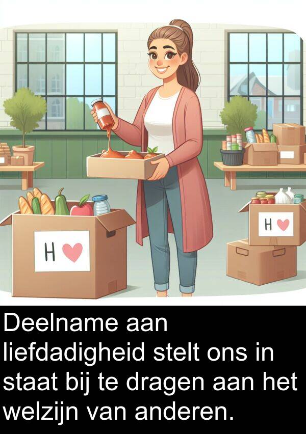 dragen: Deelname aan liefdadigheid stelt ons in staat bij te dragen aan het welzijn van anderen.