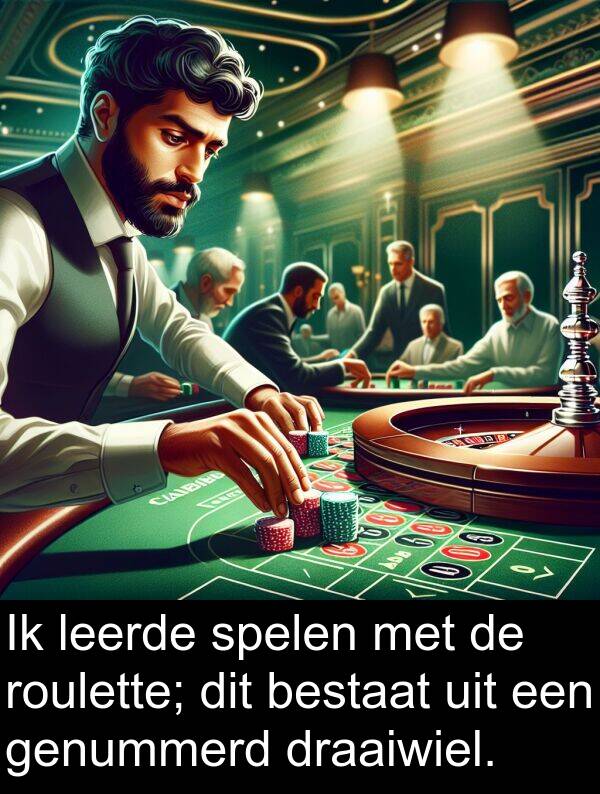 draaiwiel: Ik leerde spelen met de roulette; dit bestaat uit een genummerd draaiwiel.
