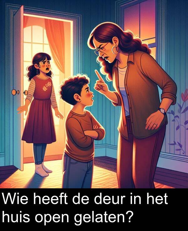 gelaten: Wie heeft de deur in het huis open gelaten?