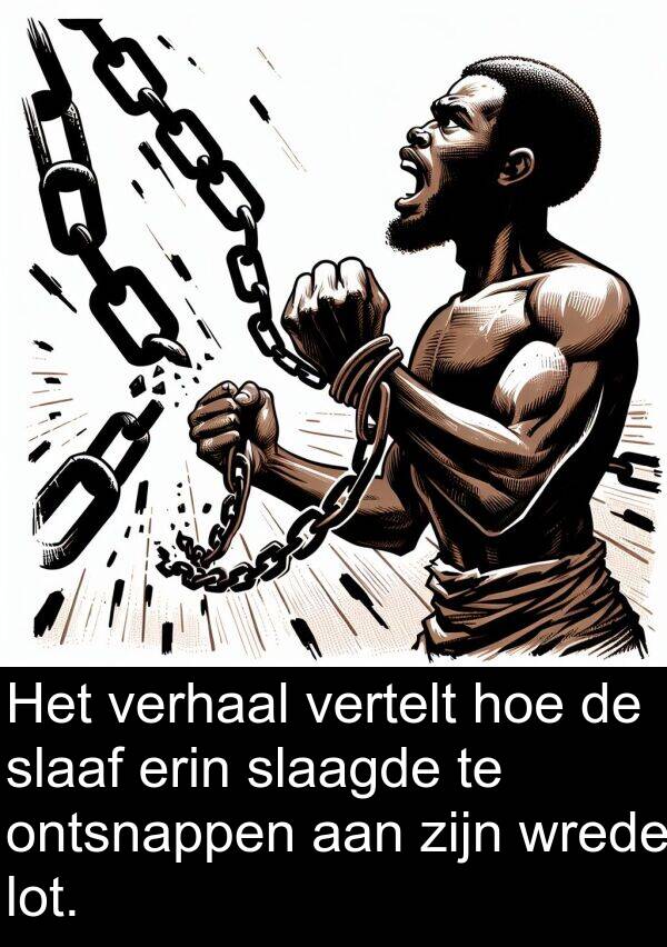 hoe: Het verhaal vertelt hoe de slaaf erin slaagde te ontsnappen aan zijn wrede lot.