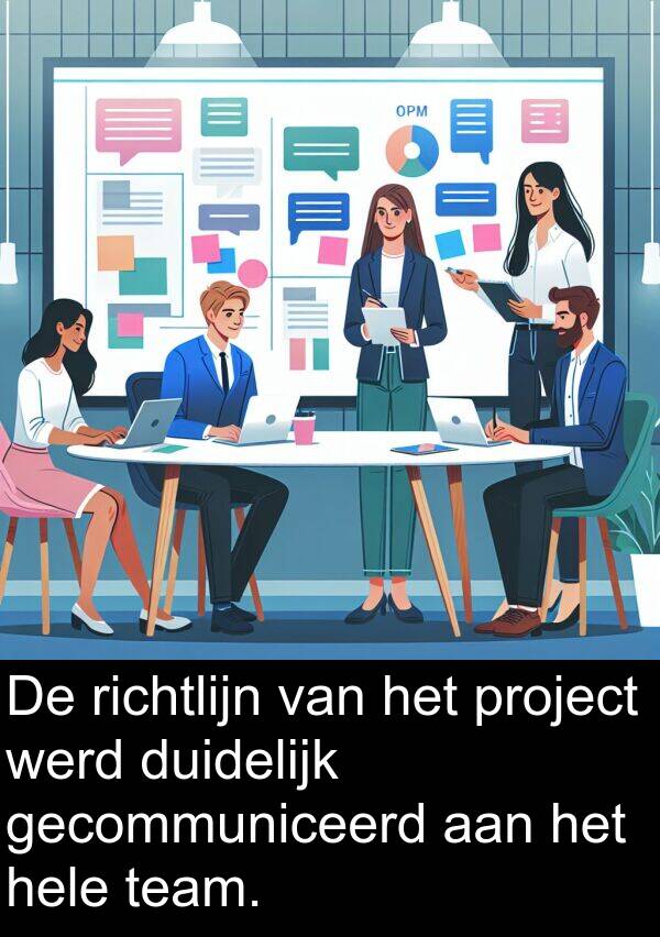 duidelijk: De richtlijn van het project werd duidelijk gecommuniceerd aan het hele team.
