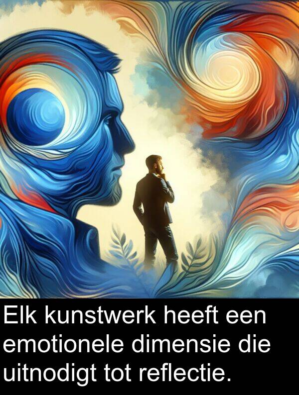 tot: Elk kunstwerk heeft een emotionele dimensie die uitnodigt tot reflectie.