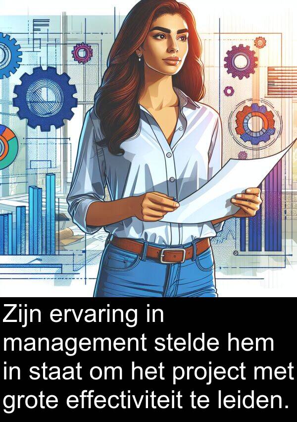 stelde: Zijn ervaring in management stelde hem in staat om het project met grote effectiviteit te leiden.