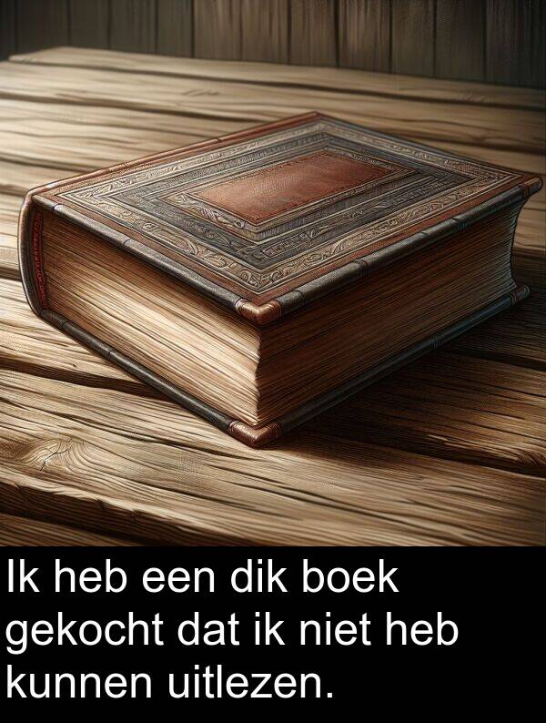 gekocht: Ik heb een dik boek gekocht dat ik niet heb kunnen uitlezen.