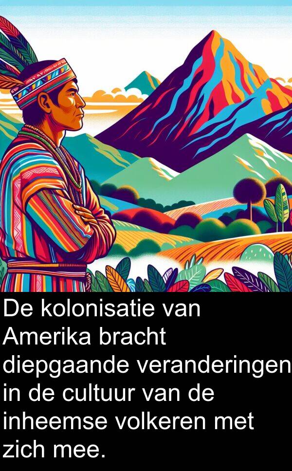 veranderingen: De kolonisatie van Amerika bracht diepgaande veranderingen in de cultuur van de inheemse volkeren met zich mee.