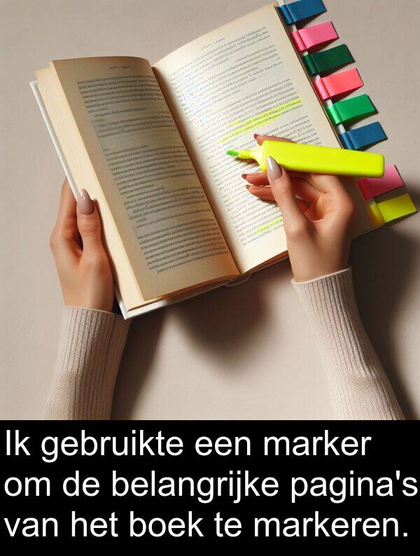 belangrijke: Ik gebruikte een marker om de belangrijke pagina's van het boek te markeren.