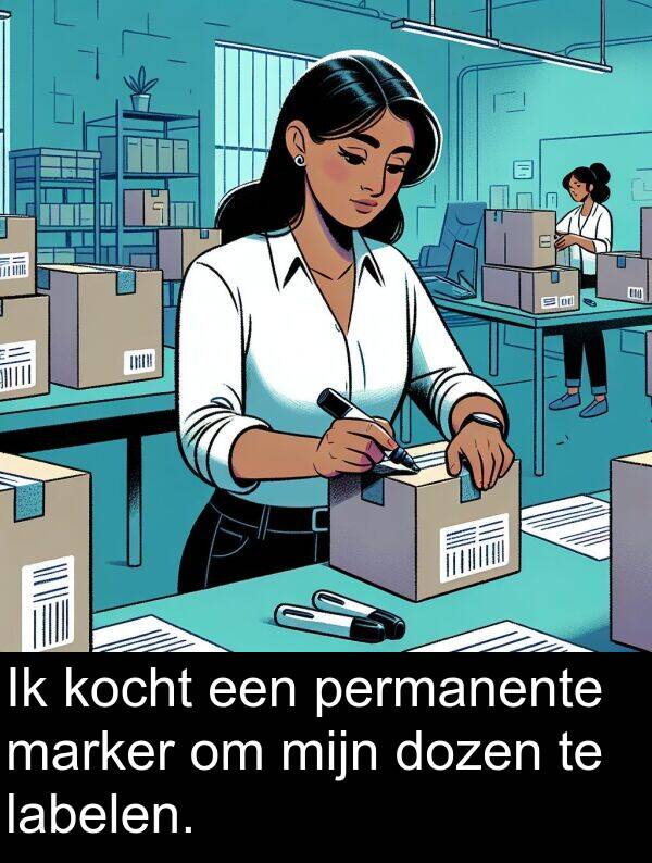 dozen: Ik kocht een permanente marker om mijn dozen te labelen.