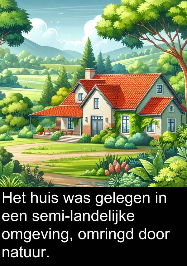 gelegen: Het huis was gelegen in een semi-landelijke omgeving, omringd door natuur.