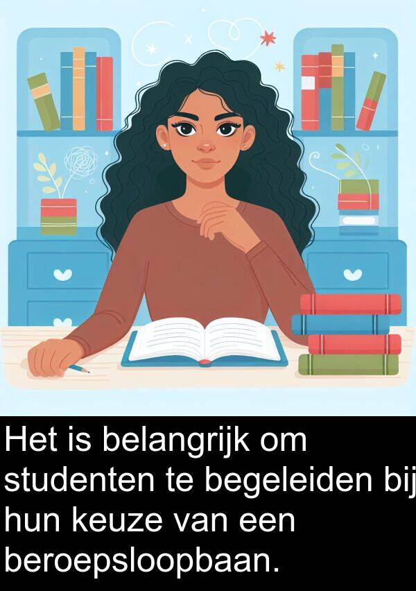 begeleiden: Het is belangrijk om studenten te begeleiden bij hun keuze van een beroepsloopbaan.
