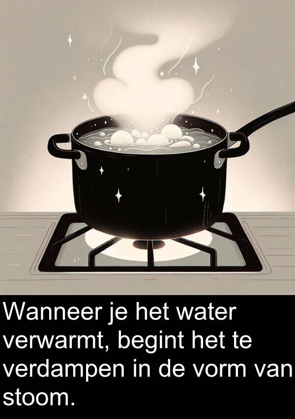 stoom: Wanneer je het water verwarmt, begint het te verdampen in de vorm van stoom.