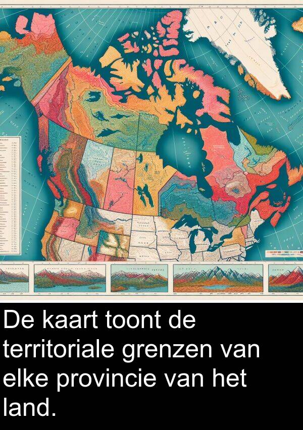 kaart: De kaart toont de territoriale grenzen van elke provincie van het land.