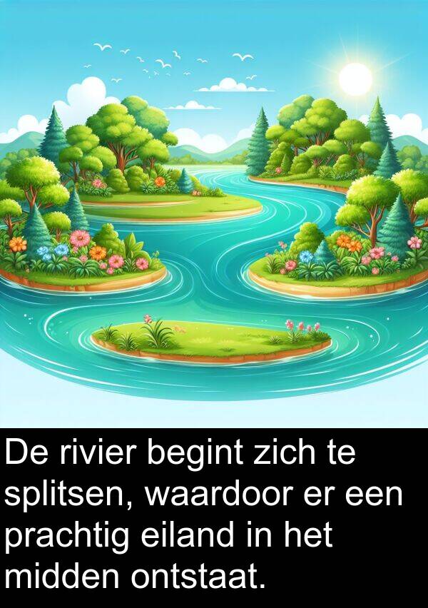begint: De rivier begint zich te splitsen, waardoor er een prachtig eiland in het midden ontstaat.