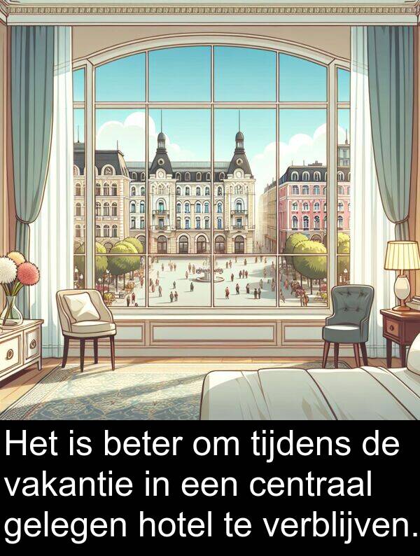 gelegen: Het is beter om tijdens de vakantie in een centraal gelegen hotel te verblijven.