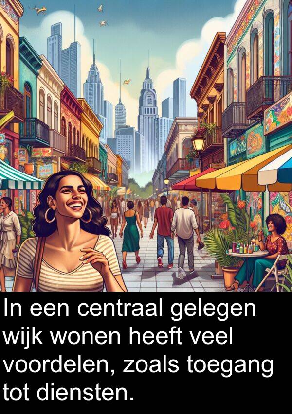 gelegen: In een centraal gelegen wijk wonen heeft veel voordelen, zoals toegang tot diensten.