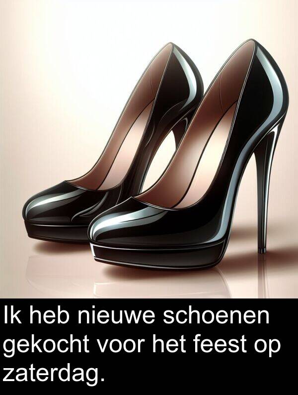 gekocht: Ik heb nieuwe schoenen gekocht voor het feest op zaterdag.