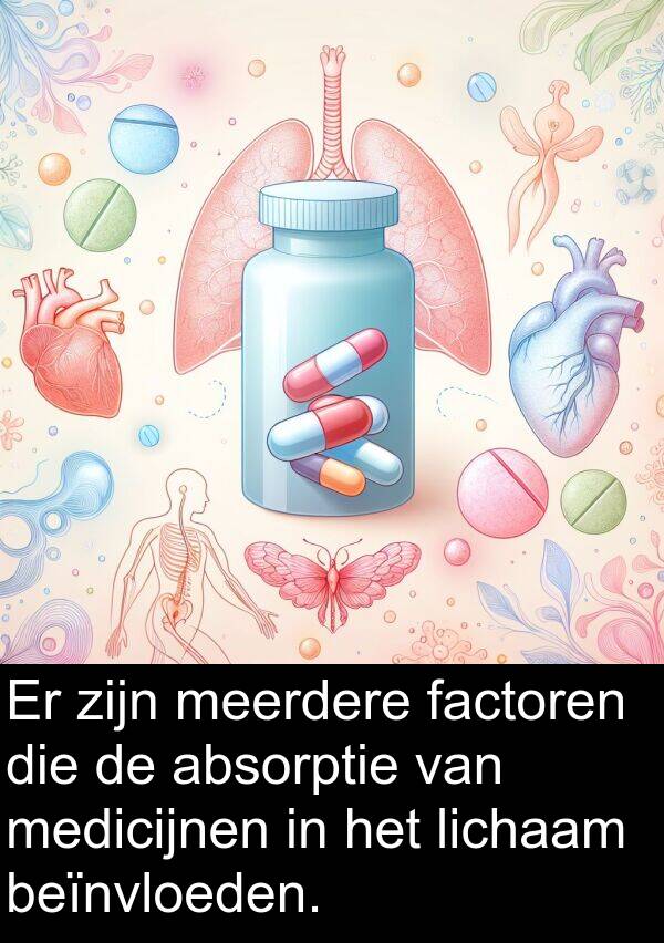 medicijnen: Er zijn meerdere factoren die de absorptie van medicijnen in het lichaam beïnvloeden.