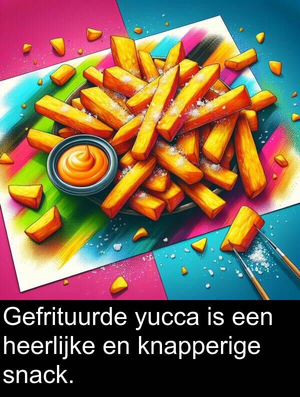 snack: Gefrituurde yucca is een heerlijke en knapperige snack.