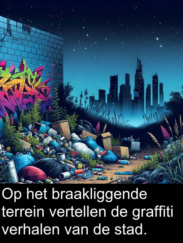 graffiti: Op het braakliggende terrein vertellen de graffiti verhalen van de stad.