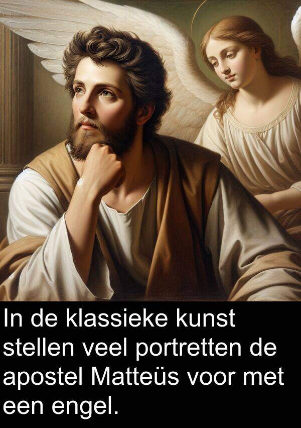 kunst: In de klassieke kunst stellen veel portretten de apostel Matteüs voor met een engel.