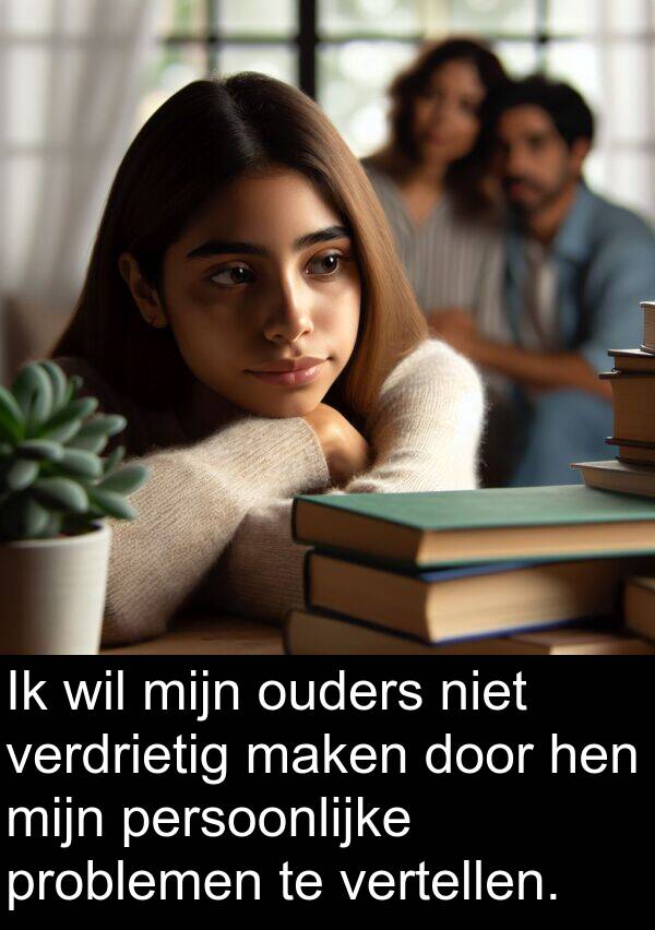 problemen: Ik wil mijn ouders niet verdrietig maken door hen mijn persoonlijke problemen te vertellen.