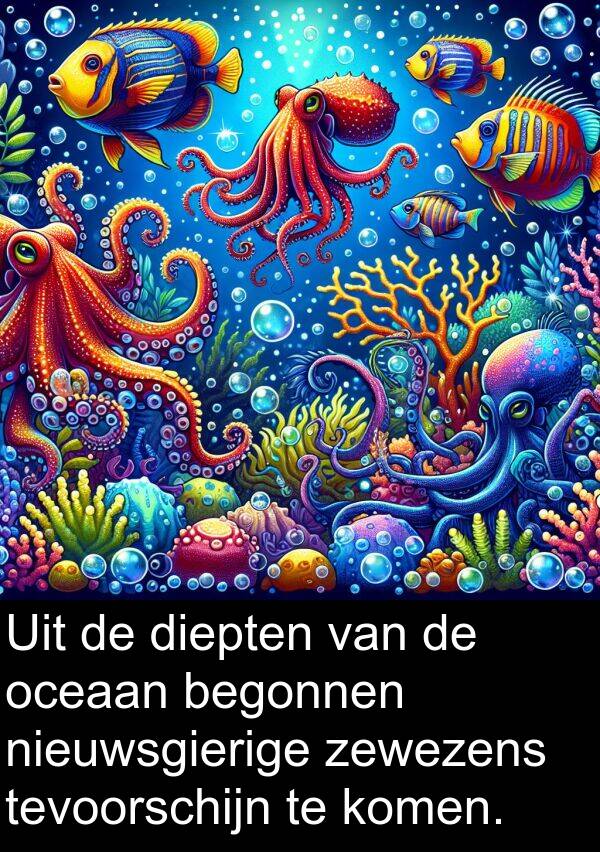 zewezens: Uit de diepten van de oceaan begonnen nieuwsgierige zewezens tevoorschijn te komen.