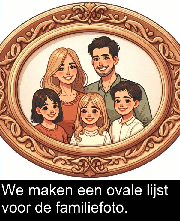 familiefoto: We maken een ovale lijst voor de familiefoto.