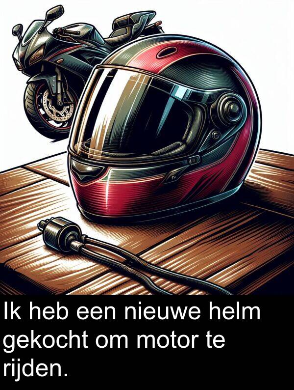 gekocht: Ik heb een nieuwe helm gekocht om motor te rijden.