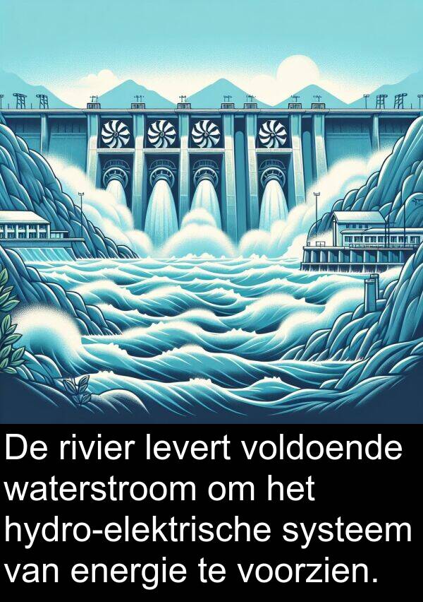 waterstroom: De rivier levert voldoende waterstroom om het hydro-elektrische systeem van energie te voorzien.