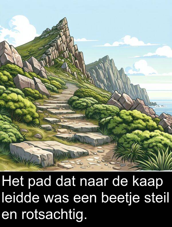 kaap: Het pad dat naar de kaap leidde was een beetje steil en rotsachtig.