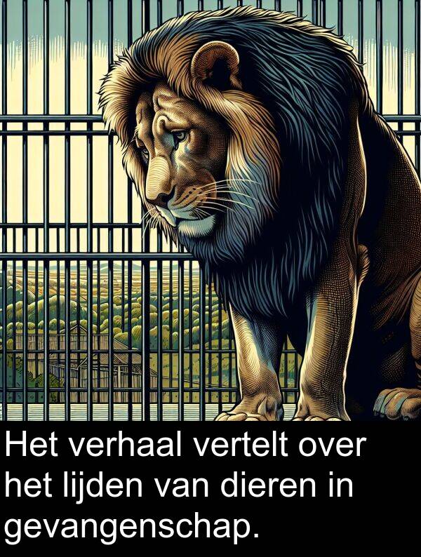 gevangenschap: Het verhaal vertelt over het lijden van dieren in gevangenschap.