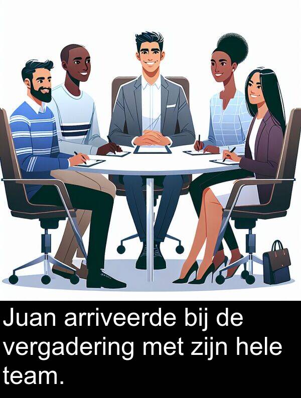 team: Juan arriveerde bij de vergadering met zijn hele team.