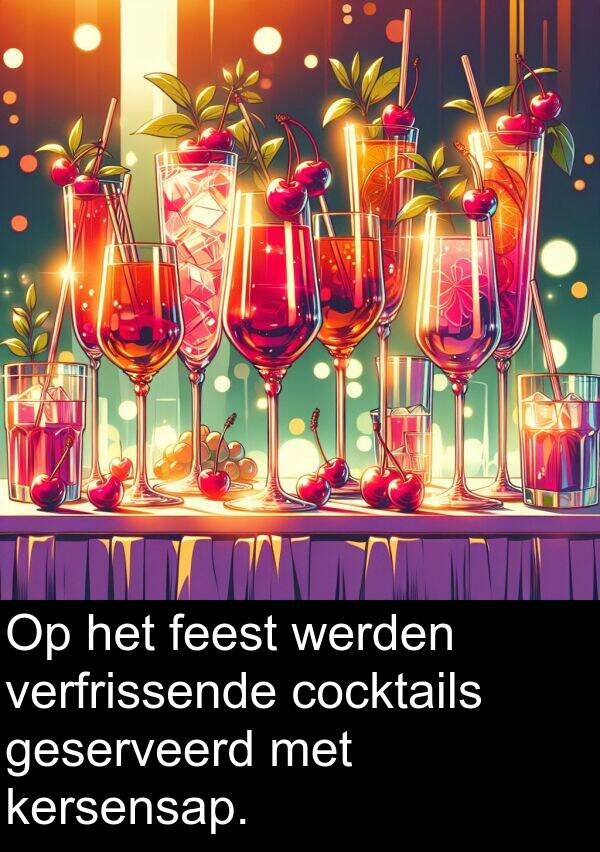 geserveerd: Op het feest werden verfrissende cocktails geserveerd met kersensap.