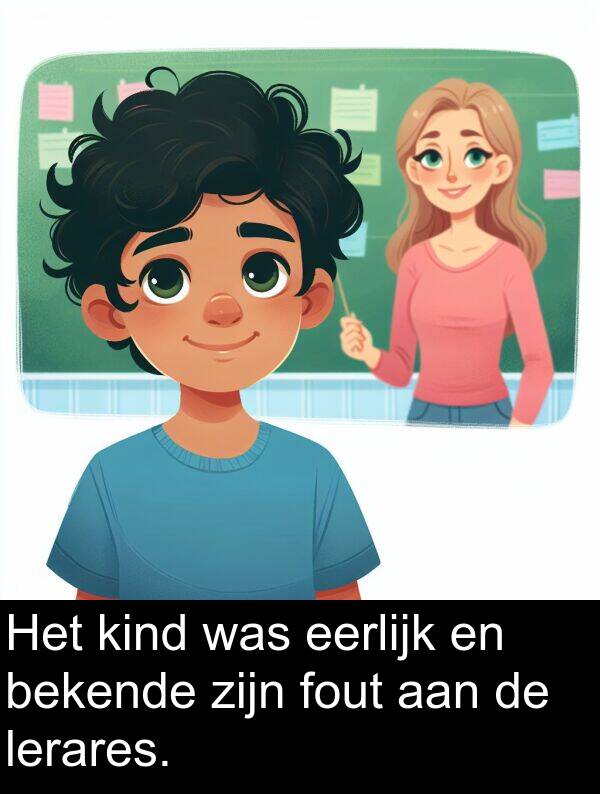 fout: Het kind was eerlijk en bekende zijn fout aan de lerares.