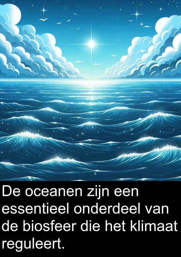 biosfeer: De oceanen zijn een essentieel onderdeel van de biosfeer die het klimaat reguleert.