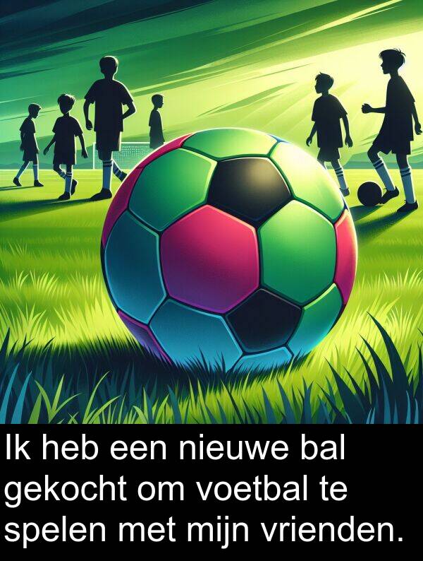 gekocht: Ik heb een nieuwe bal gekocht om voetbal te spelen met mijn vrienden.