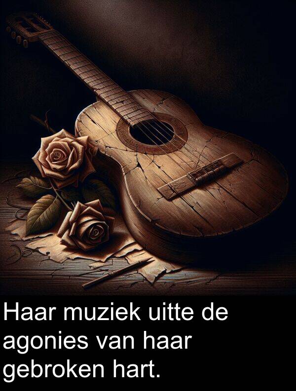muziek: Haar muziek uitte de agonies van haar gebroken hart.