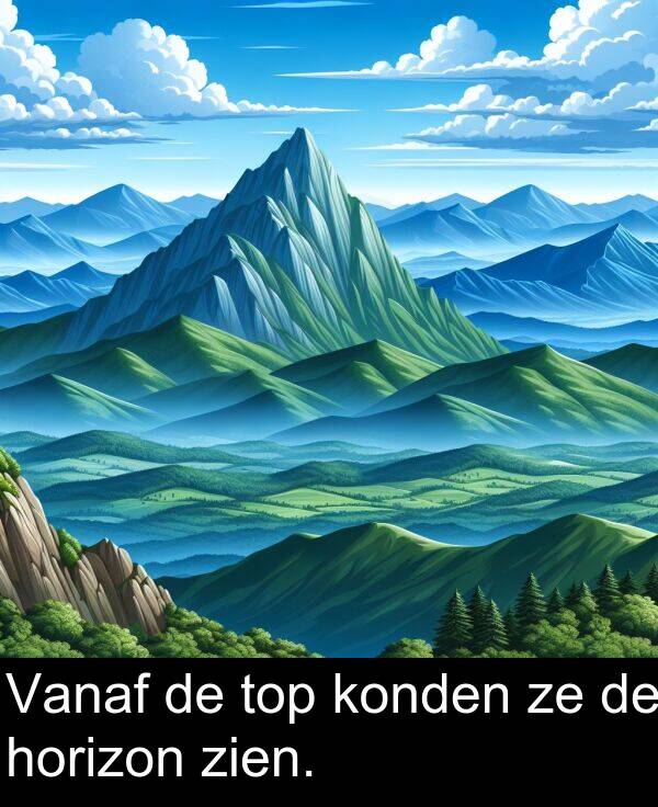 zien: Vanaf de top konden ze de horizon zien.